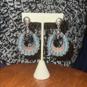 Jessica Simpson Turquoise and Silver Dangle Earrings